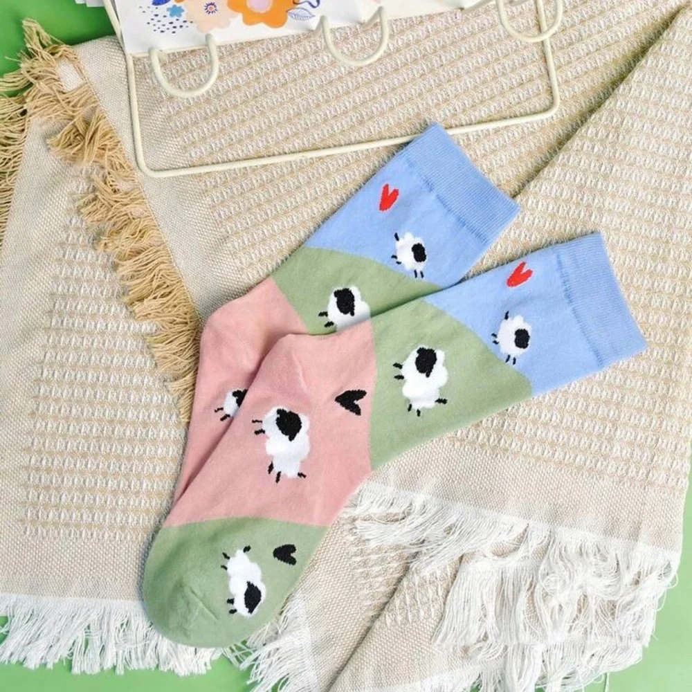 Sheep Socks lamb farm funny Womens girls teens gift heart pattern animal kids
